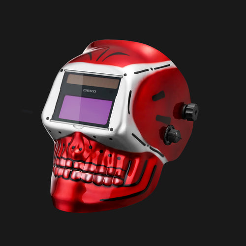Auto-Darkening Welding Protective Helmet Red Skull MZ801