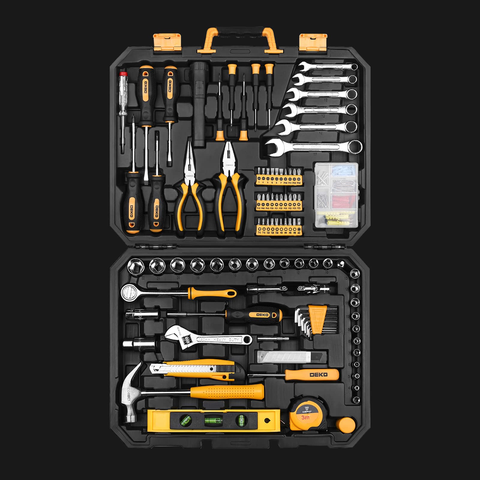 Kit de herramientas múltiples para reparación de automóviles domésticos todo en uno de 208 piezas