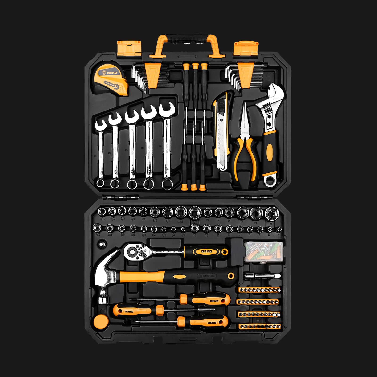 Kit completo de herramientas para el hogar y el garaje de 158 piezas
