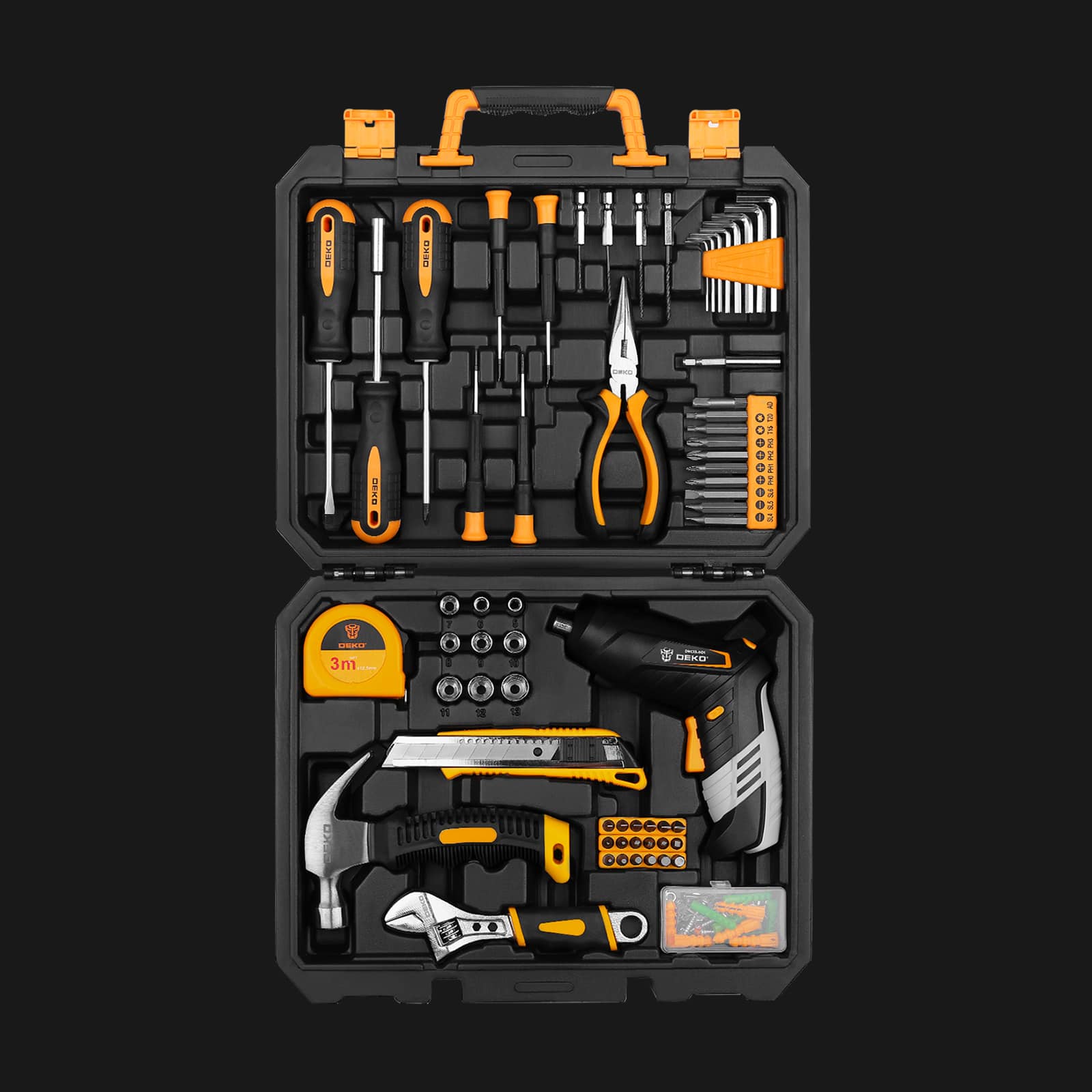 All-In-One Handwerkzeug-Set mit Elektro-Schraubendreher 113-teilig